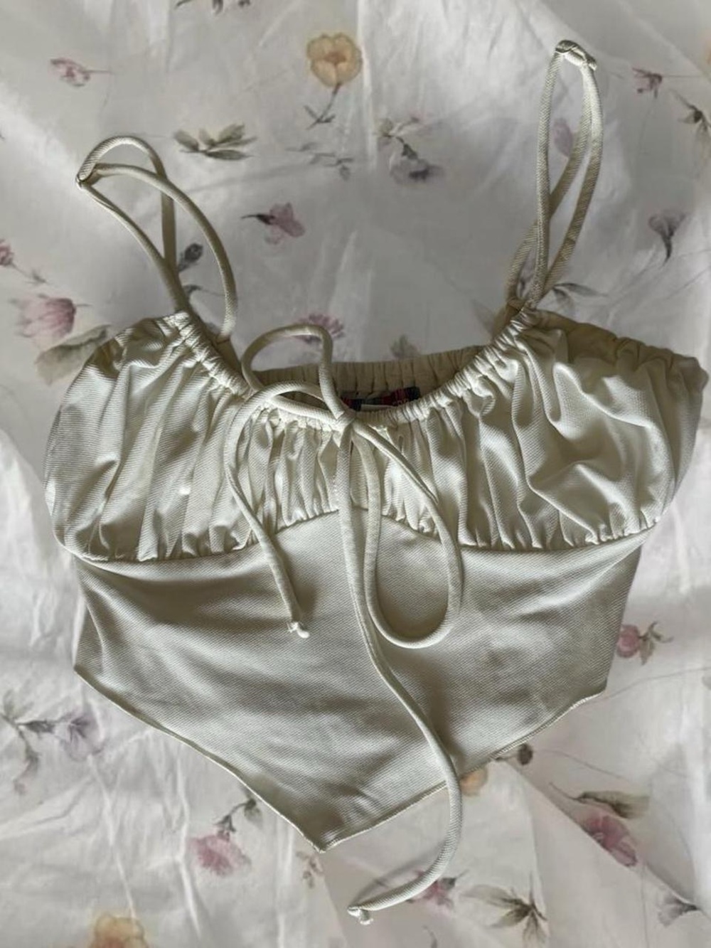 Urban Outfitters Ivory Satin Crop Top